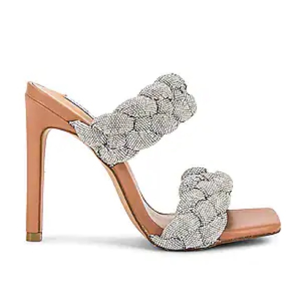 Steve Madden Tan Heeled Sandals with Braided Silver Straps